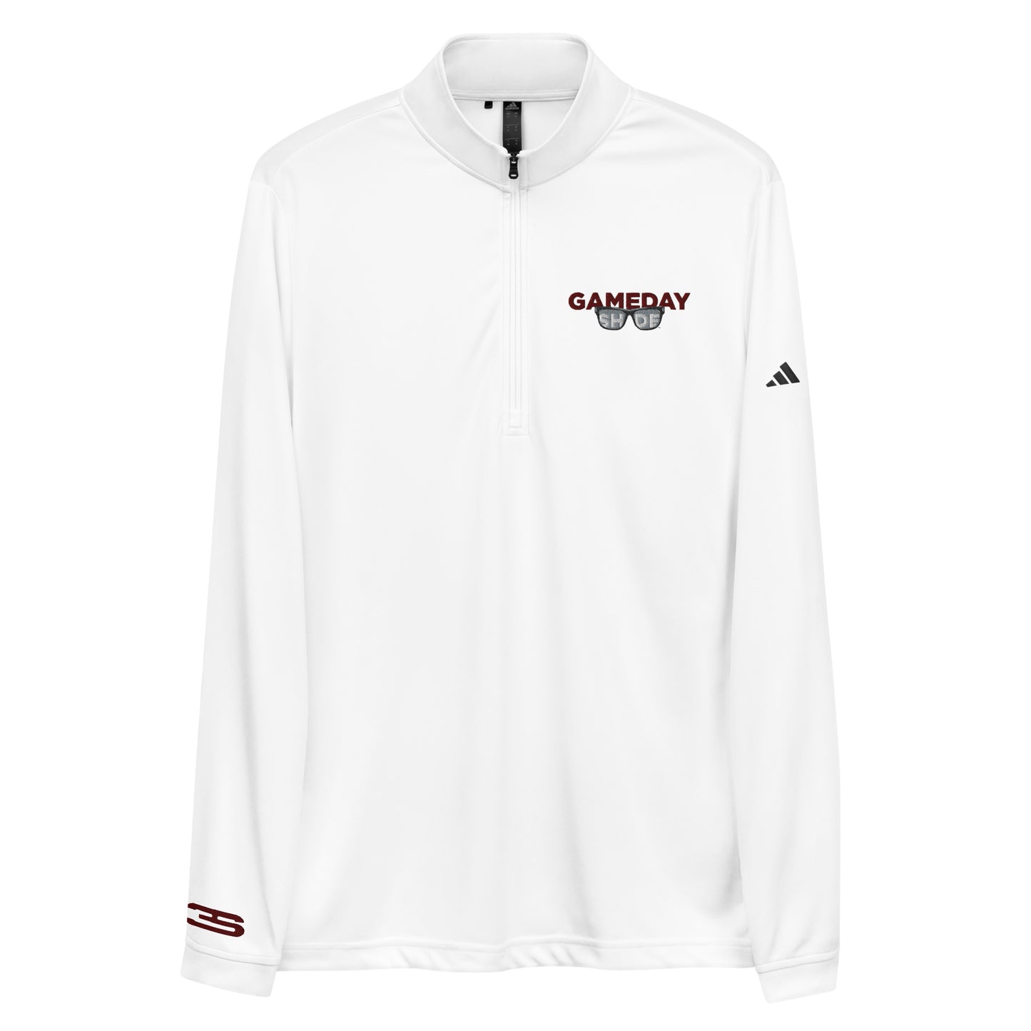 white Starkville Adidas Quarter Zip Pullover front
