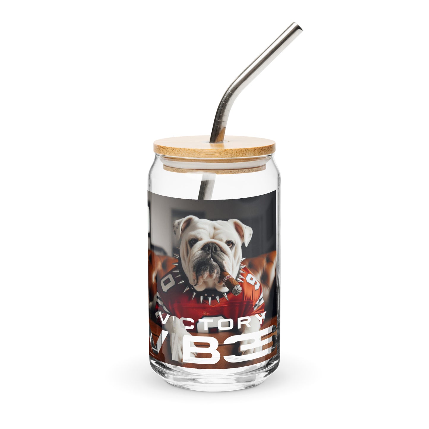 georgia bulldog glass with lid