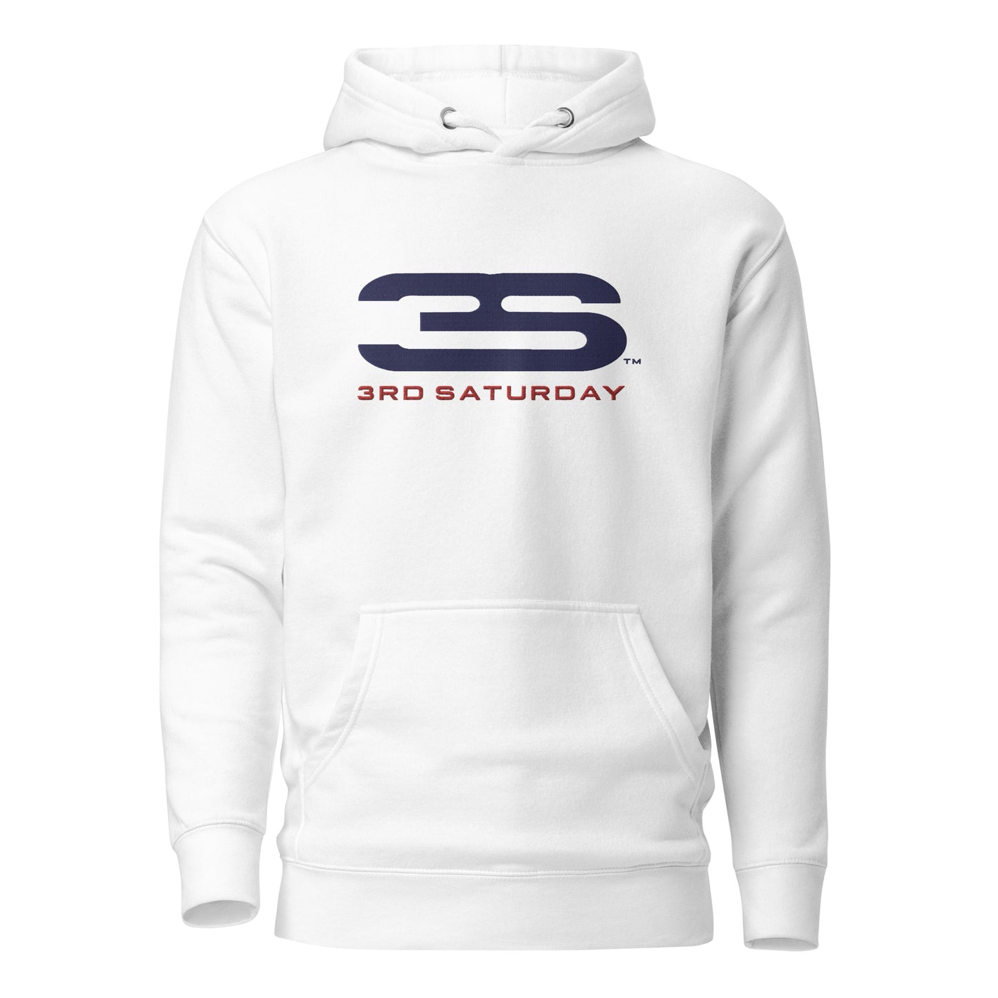 white Oxford 3S Logo Embroidered Unisex Hoodie front