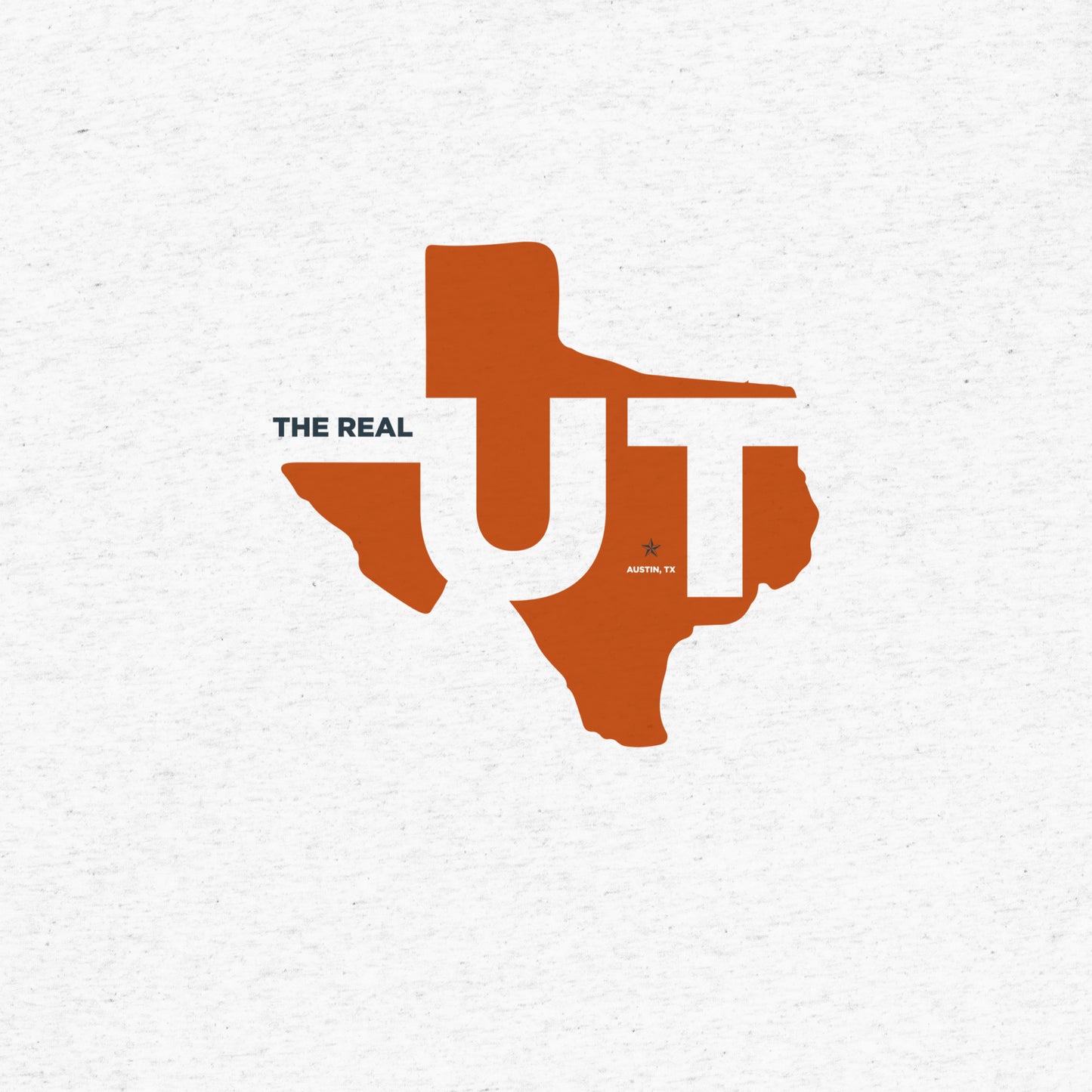white Austin Texas Short Sleeve T-shirt - The Real UT design