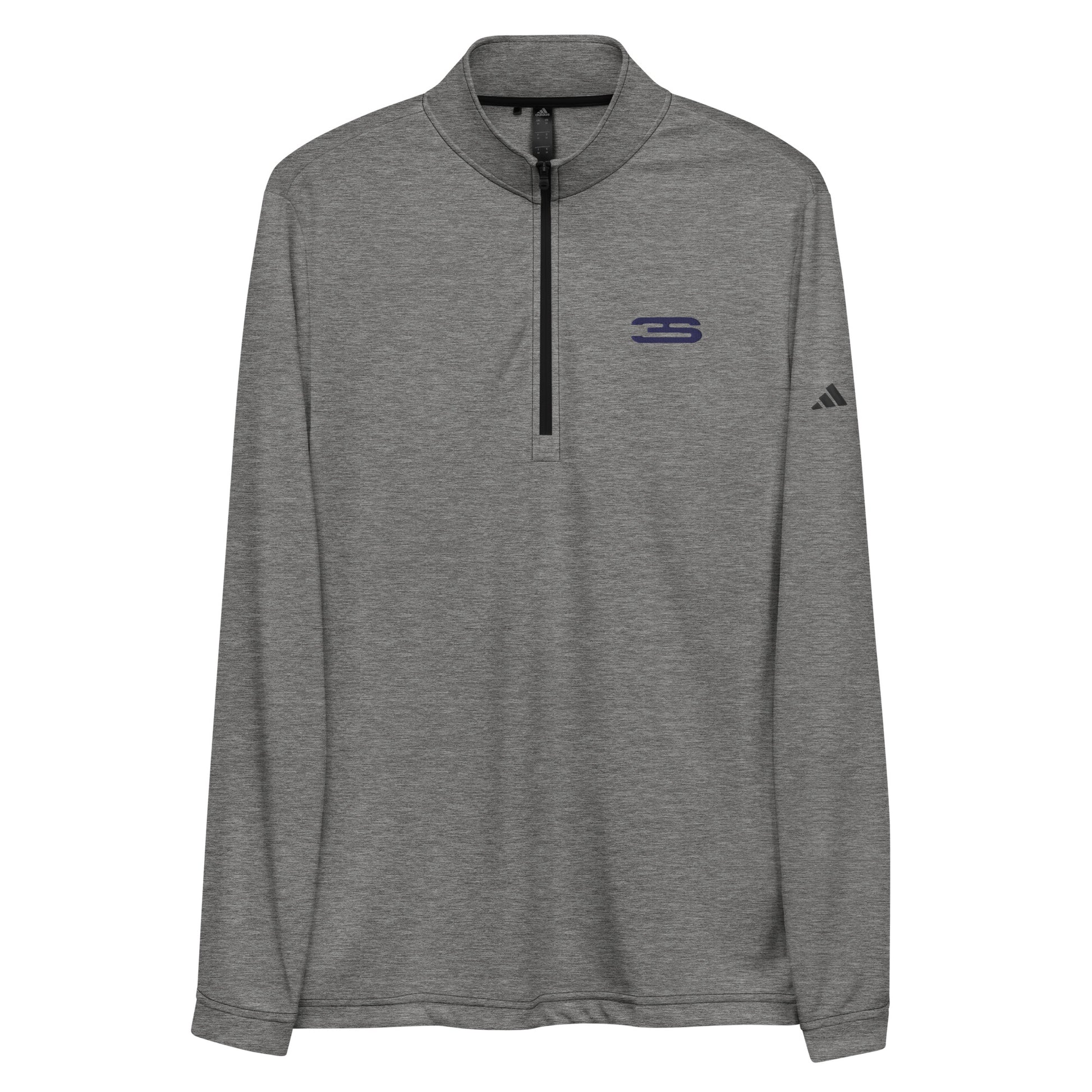 grey Oxford Adidas Quarter Zip Pullover - 3S Logo front