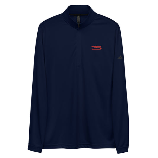 navy Oxford Adidas Quarter Zip Pullover - 3S Logo front