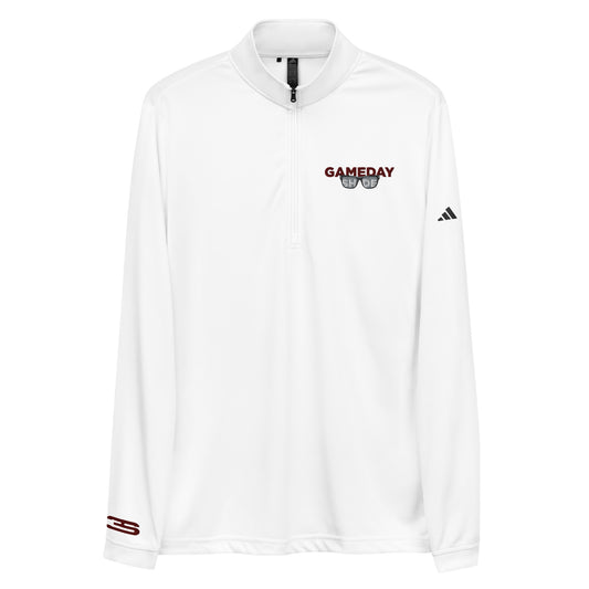 white Starkville Adidas Quarter Zip Pullover front