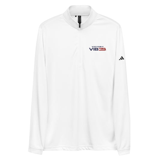 white Oxford Adidas Quarter Zip Pullover - Victory VIB3S Logo front