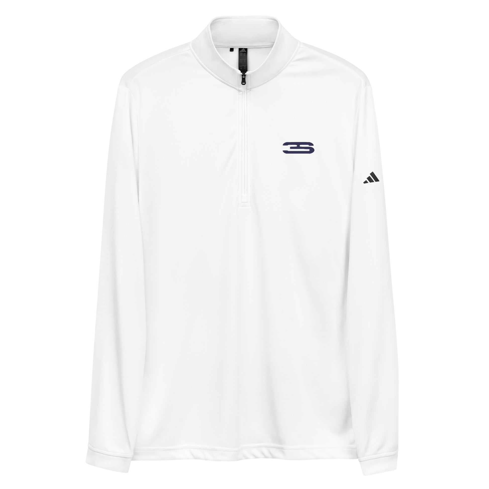 white Oxford Adidas Quarter Zip Pullover - 3S Logo front